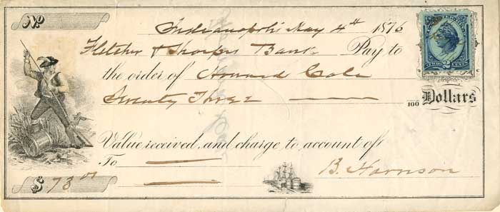 Benjamin Harrison signed Check